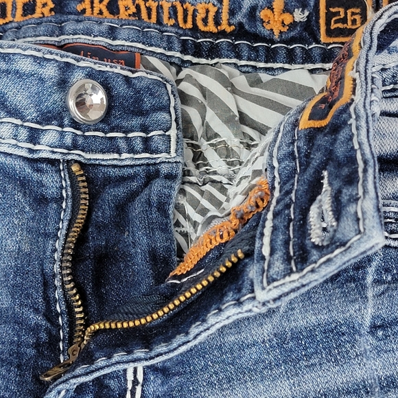 Rock Revival Peacoat Mid Rise Distressed Ankle Skinny Denim Blue Jeans Sz 26 - Picture 6 of 16